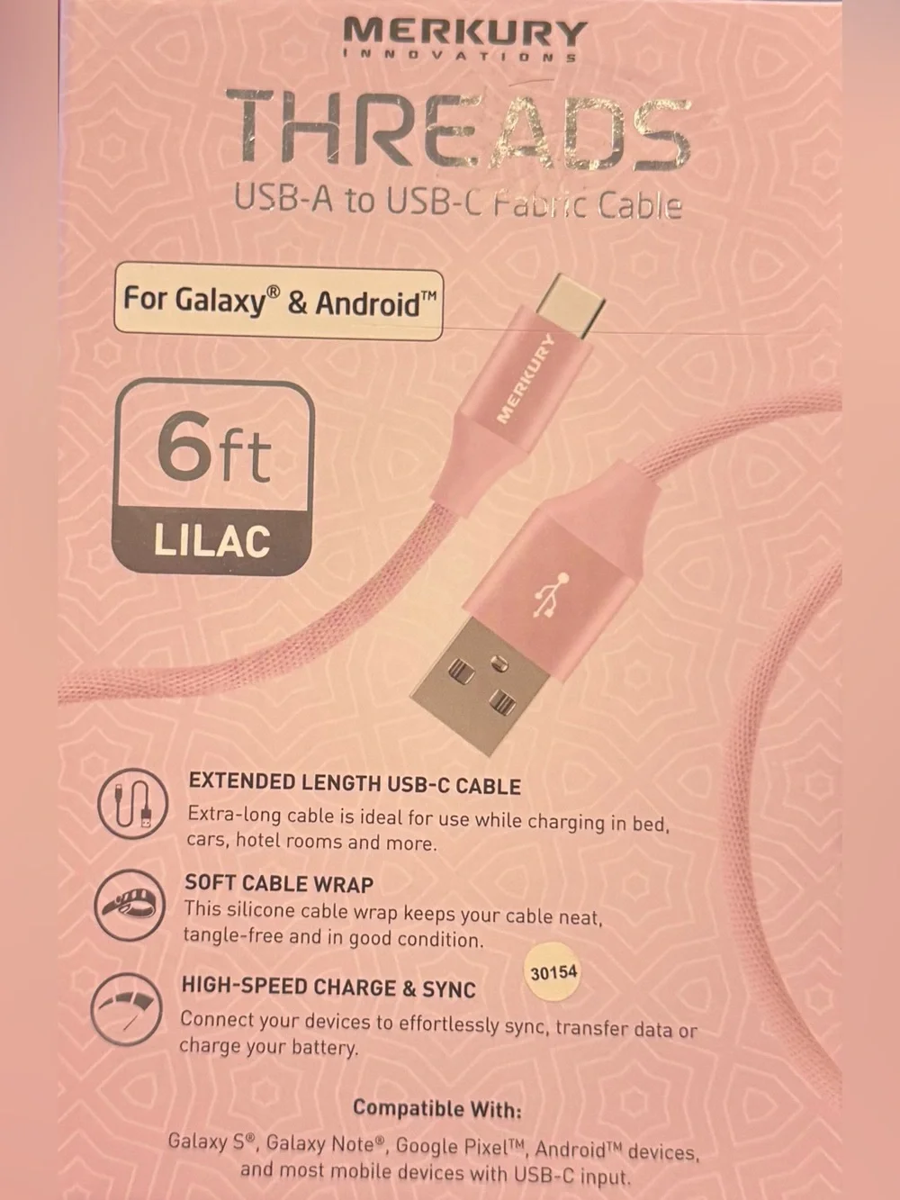 Rose Colored Braided USB-A to USB-C Charging Cable - Fast Charge Galaxy & Apple